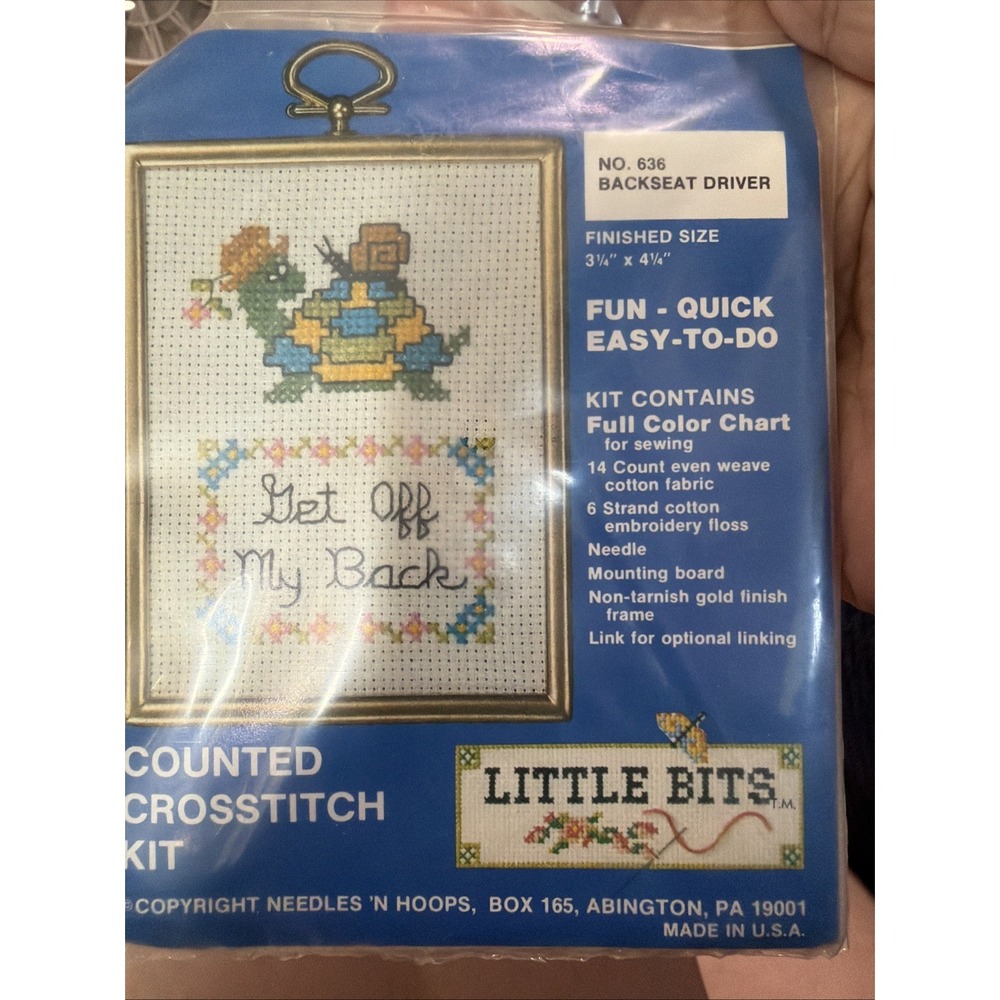 Needles' N‎ HOOPS New Crossstitch Kit No. 636 Backseat Driver New
